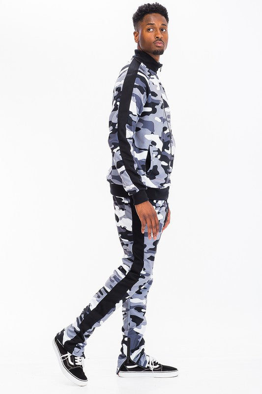 CAMO WITH STRIPE TRACK BOTTOM PANTS - ShopEbonyMonique