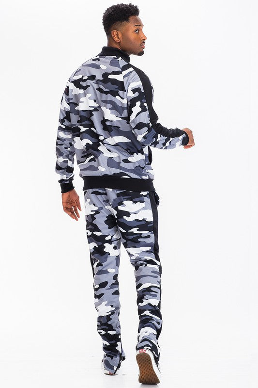 CAMO WITH STRIPE TRACK BOTTOM PANTS - ShopEbonyMonique