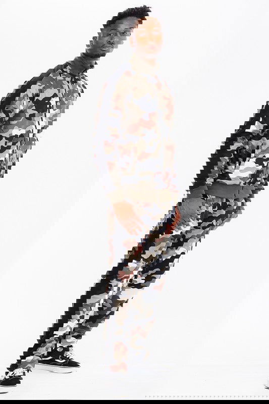 CAMO WITH STRIPE TRACK BOTTOM PANTS - ShopEbonyMonique