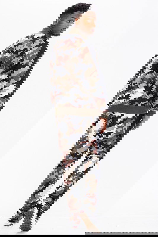 CAMO WITH STRIPE TRACK BOTTOM PANTS - ShopEbonyMonique