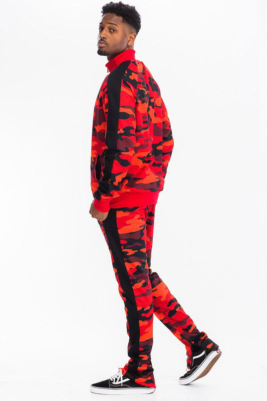 CAMO WITH STRIPE TRACK BOTTOM PANTS - ShopEbonyMonique