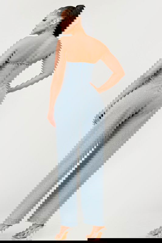 Casual Strapless Denim Jumpsuit - ShopEbonyMonique