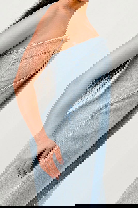 Casual Strapless Denim Jumpsuit - ShopEbonyMonique