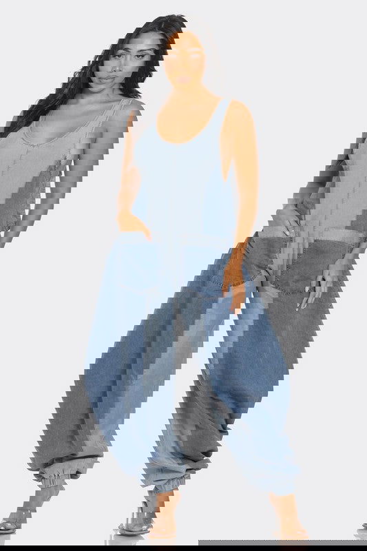 Denim Patchwork Harlem Jumpsuit - ShopEbonyMonique
