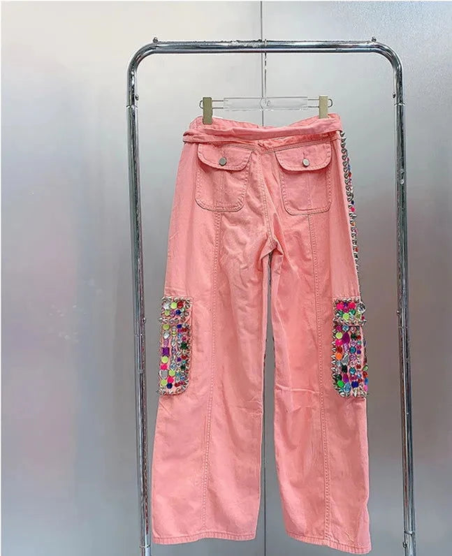 Designer Style Crystals Beading  Jeans - ShopEbonyMonique