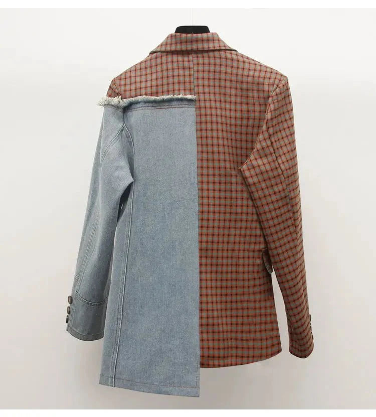 EM Denim Patchwork Women Blazer - ShopEbonyMonique