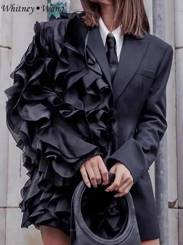 EM Designer  Wave Ruffles Blazer - ShopEbonyMonique