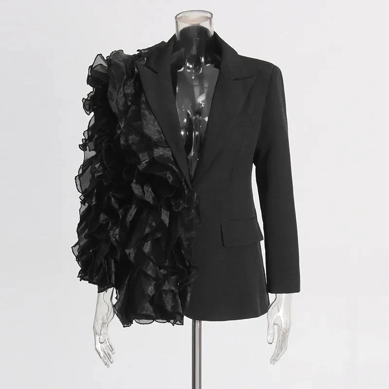 EM Designer  Wave Ruffles Blazer - ShopEbonyMonique