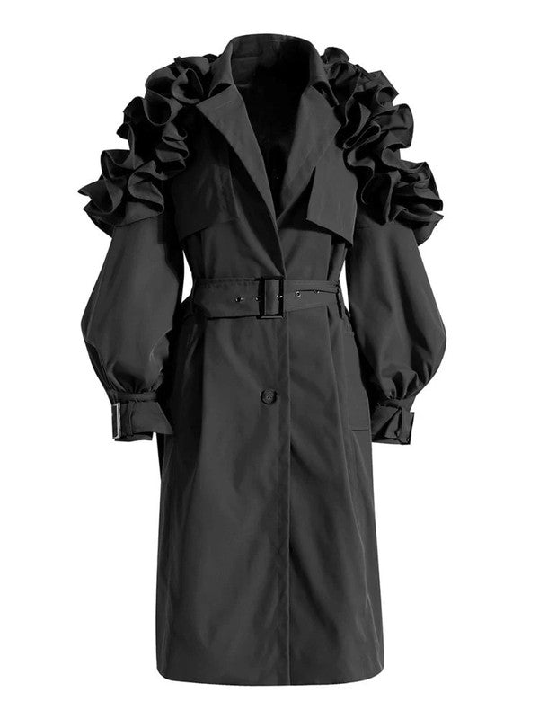 EM FALL TRANSTION FLORAL SLEEVE TRENCH COAT - ShopEbonyMonique