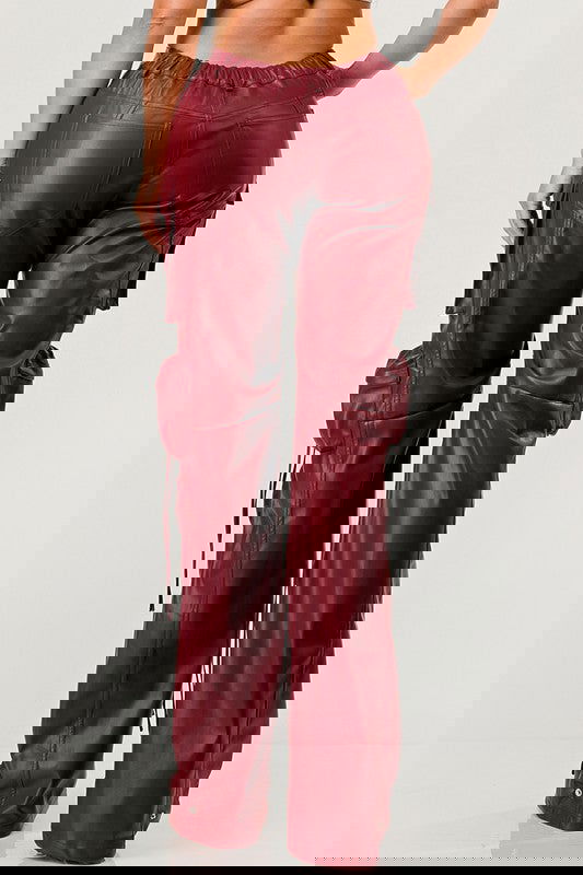 EM FAMOUS PU LEATHER CARGO PANTS - ShopEbonyMonique