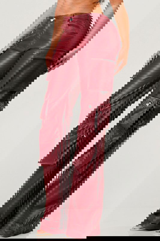 EM FAMOUS PU LEATHER CARGO PANTS - ShopEbonyMonique