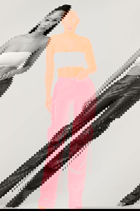 EM FAMOUS PU LEATHER CARGO PANTS - ShopEbonyMonique