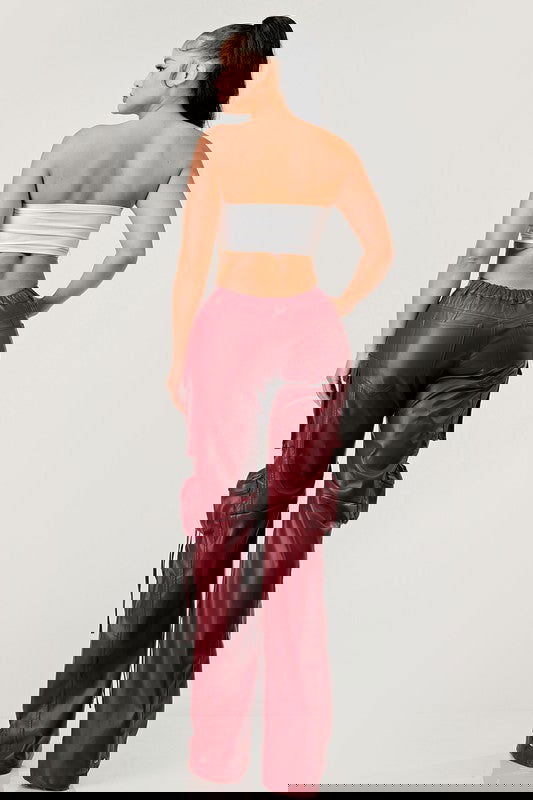 EM FAMOUS PU LEATHER CARGO PANTS - ShopEbonyMonique