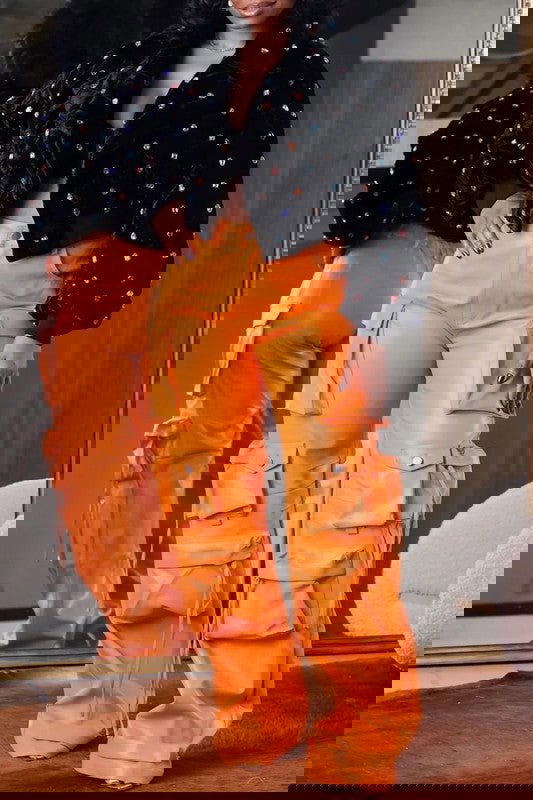 EM FAMOUS PU LEATHER CARGO PANTS - ShopEbonyMonique