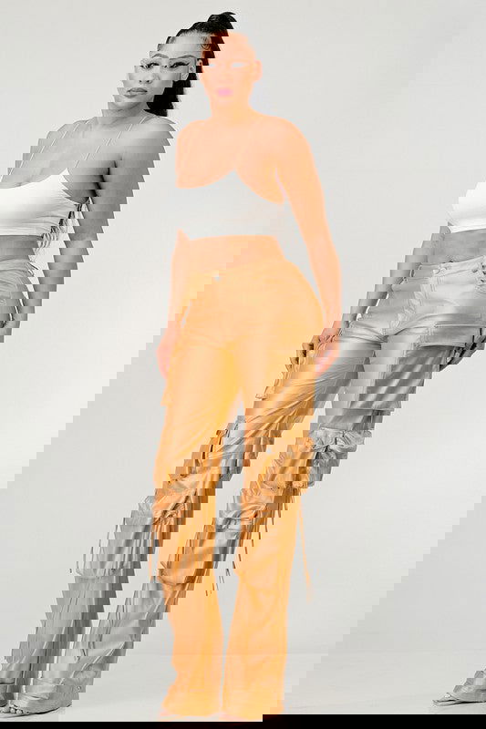 EM FAMOUS PU LEATHER CARGO PANTS - ShopEbonyMonique