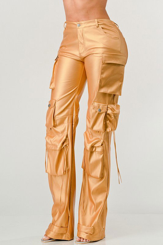 EM FAMOUS PU LEATHER CARGO PANTS - ShopEbonyMonique