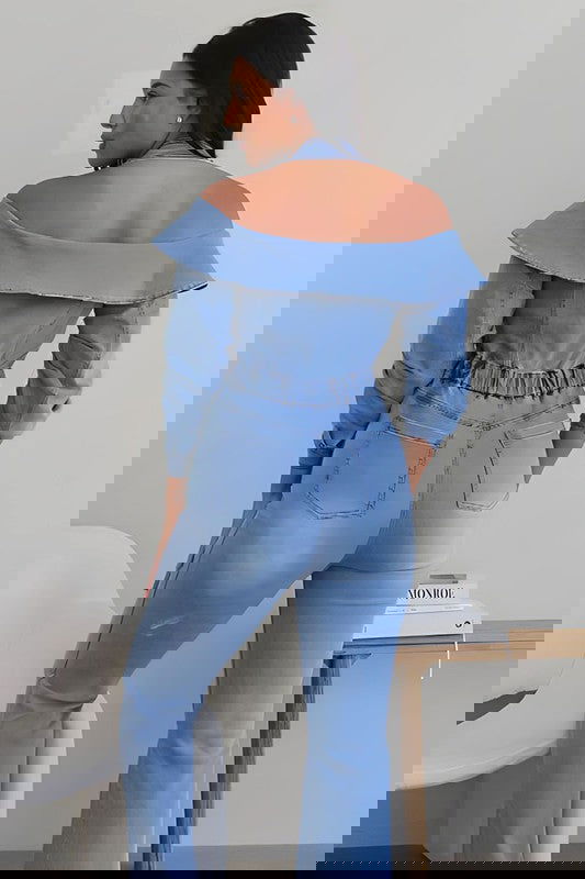 EM LIGHT WASHED OFFSHOULDER DENIM JUMPER - ShopEbonyMonique