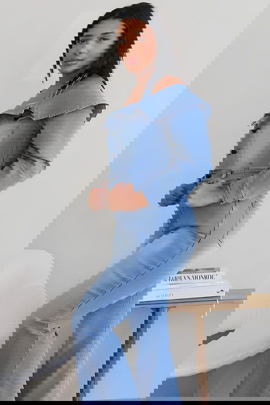 EM LIGHT WASHED OFFSHOULDER DENIM JUMPER - ShopEbonyMonique