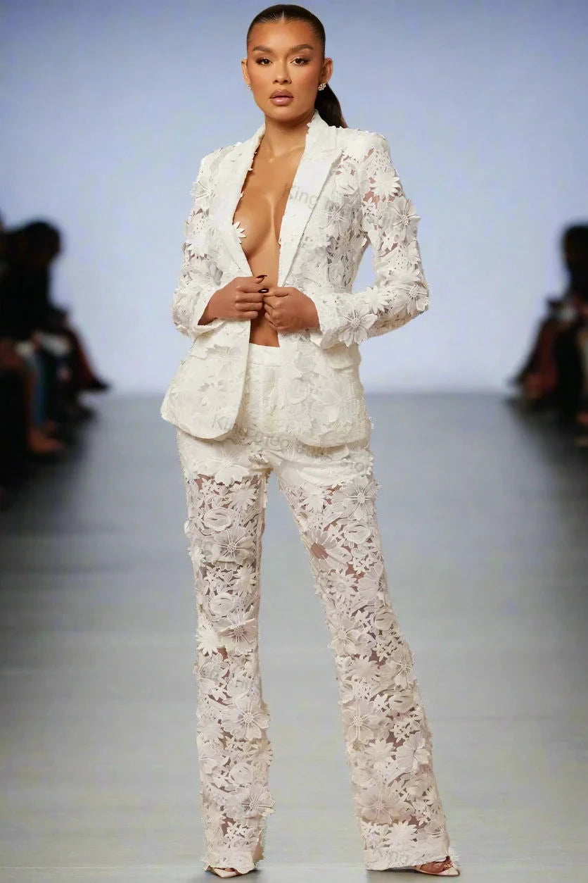 EM Lace Women Suit Pants Set - ShopEbonyMonique