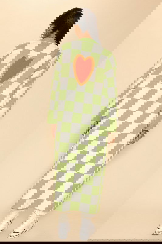 EM Long knit checkered cardigan - ShopEbonyMonique