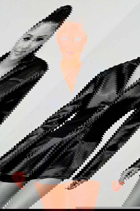 EM PU Leather Blazer - ShopEbonyMonique