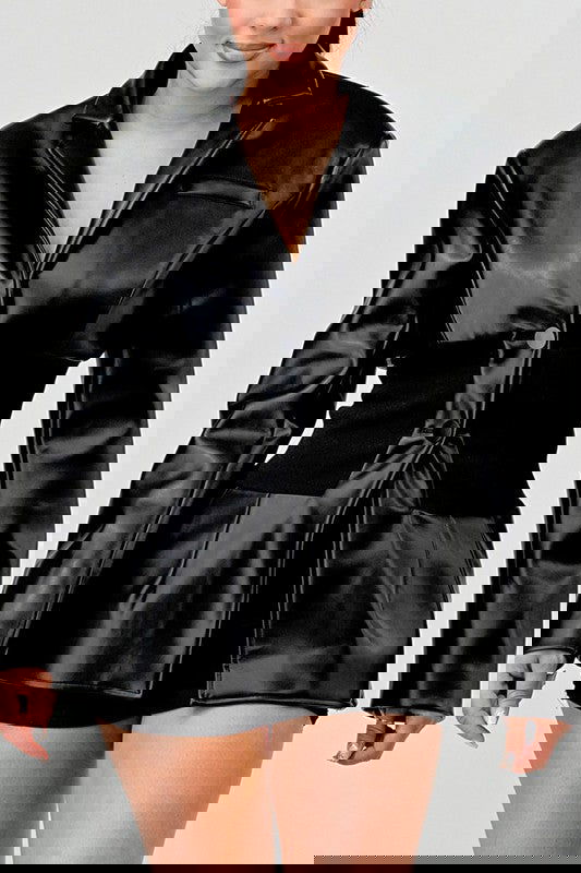 EM PU Leather Blazer - ShopEbonyMonique