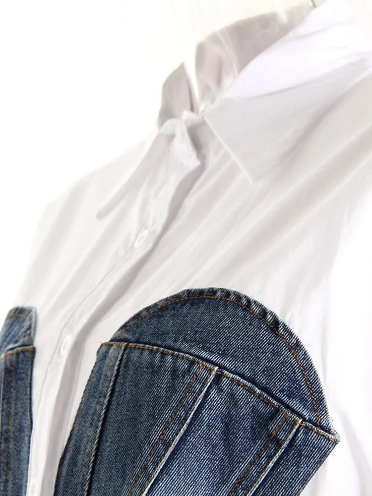 EM Patchwork Denim Waist  Shirt - ShopEbonyMonique