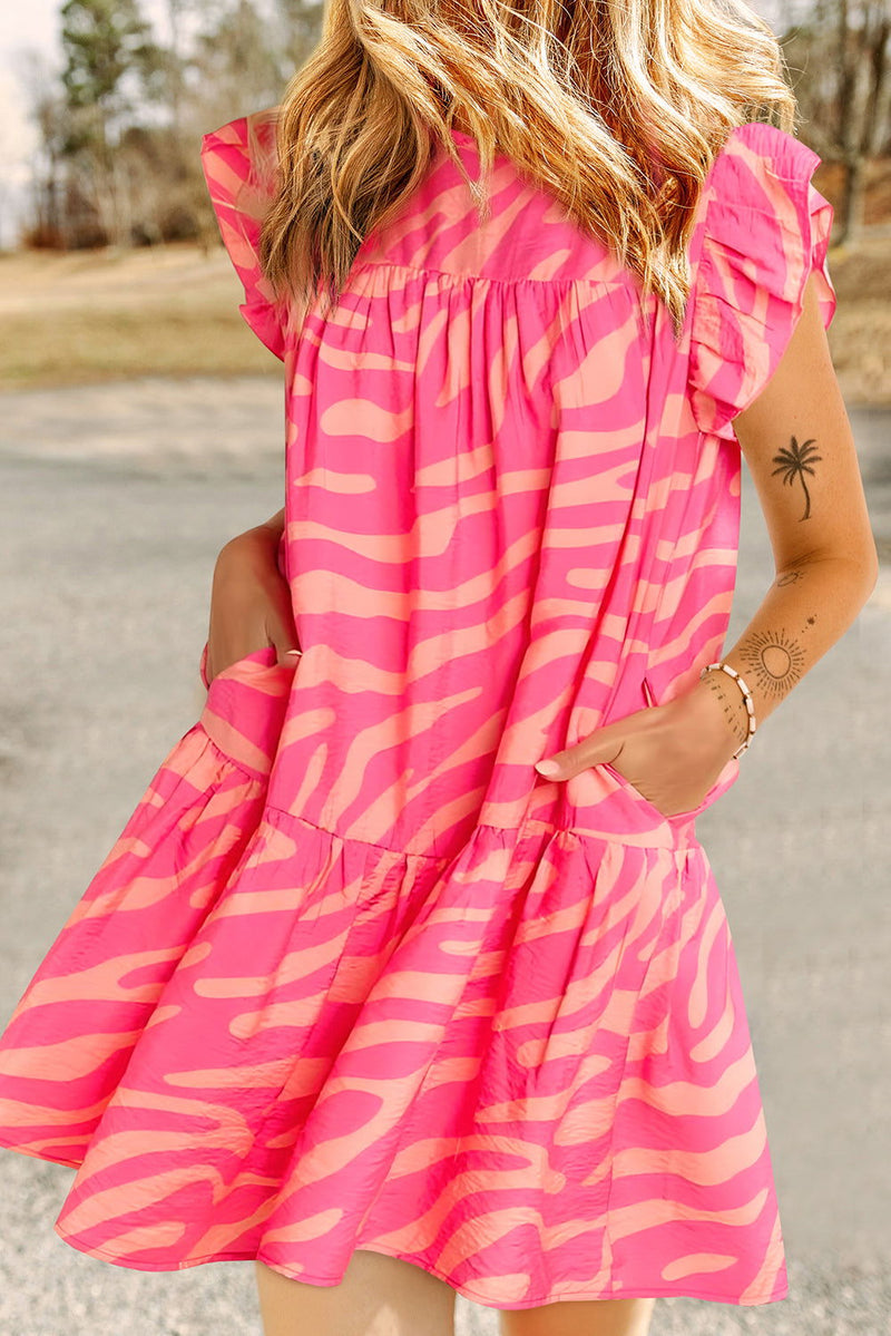 EM Ruffled Printed Cap Sleeve Mini Dress - ShopEbonyMonique