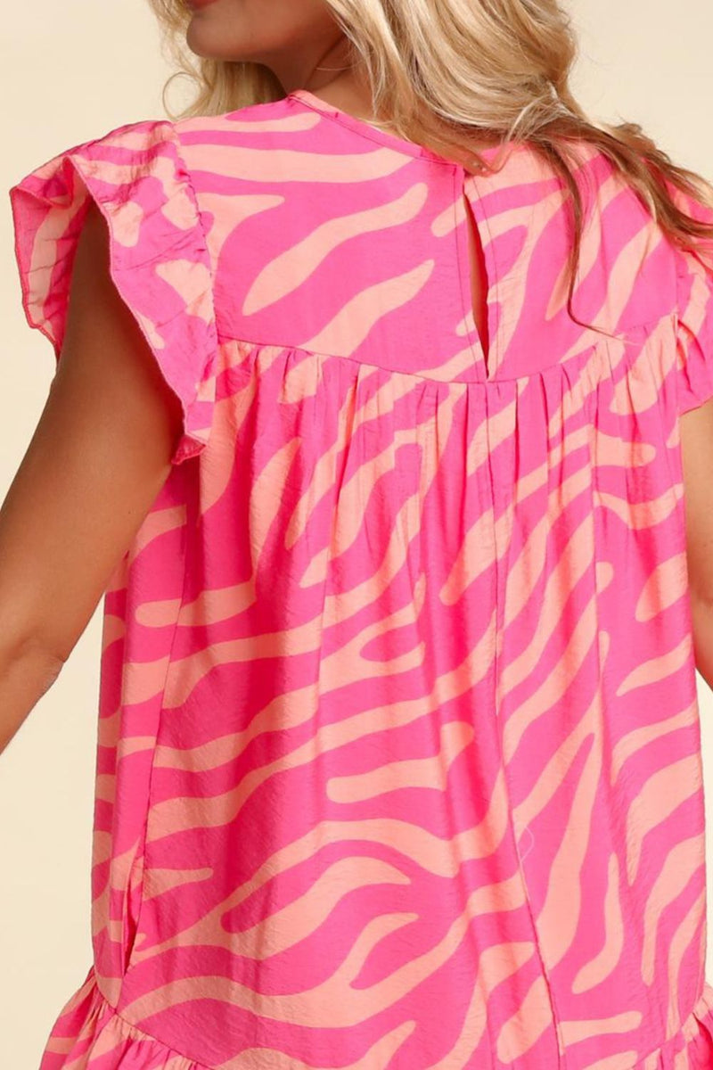 EM Ruffled Printed Cap Sleeve Mini Dress - ShopEbonyMonique