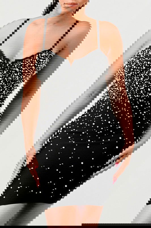 EM Star Pearls Bandage Mini Dress - ShopEbonyMonique