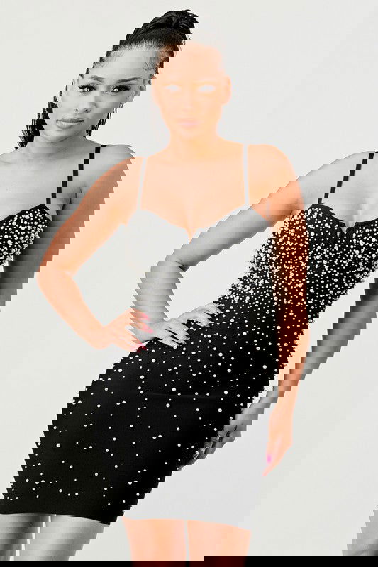 EM Star Pearls Bandage Mini Dress - ShopEbonyMonique
