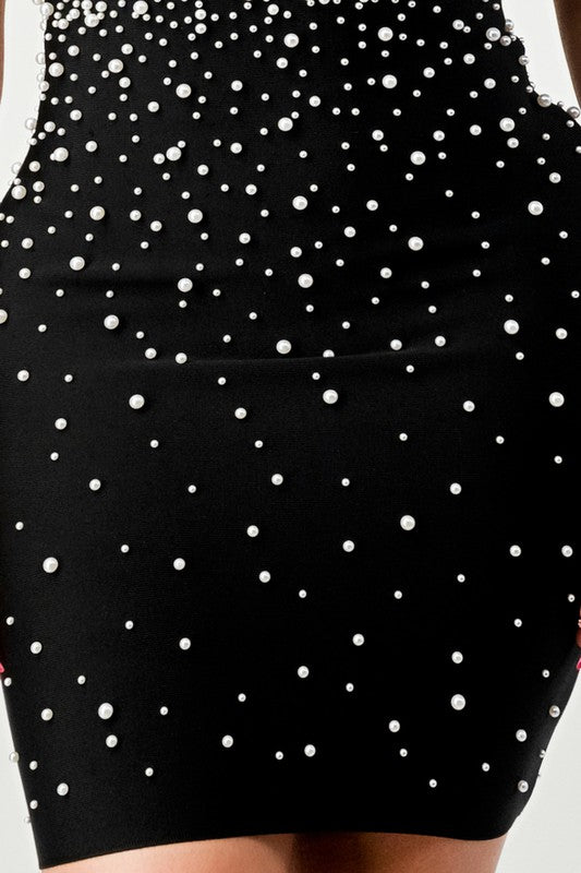 EM Star Pearls Bandage Mini Dress - ShopEbonyMonique