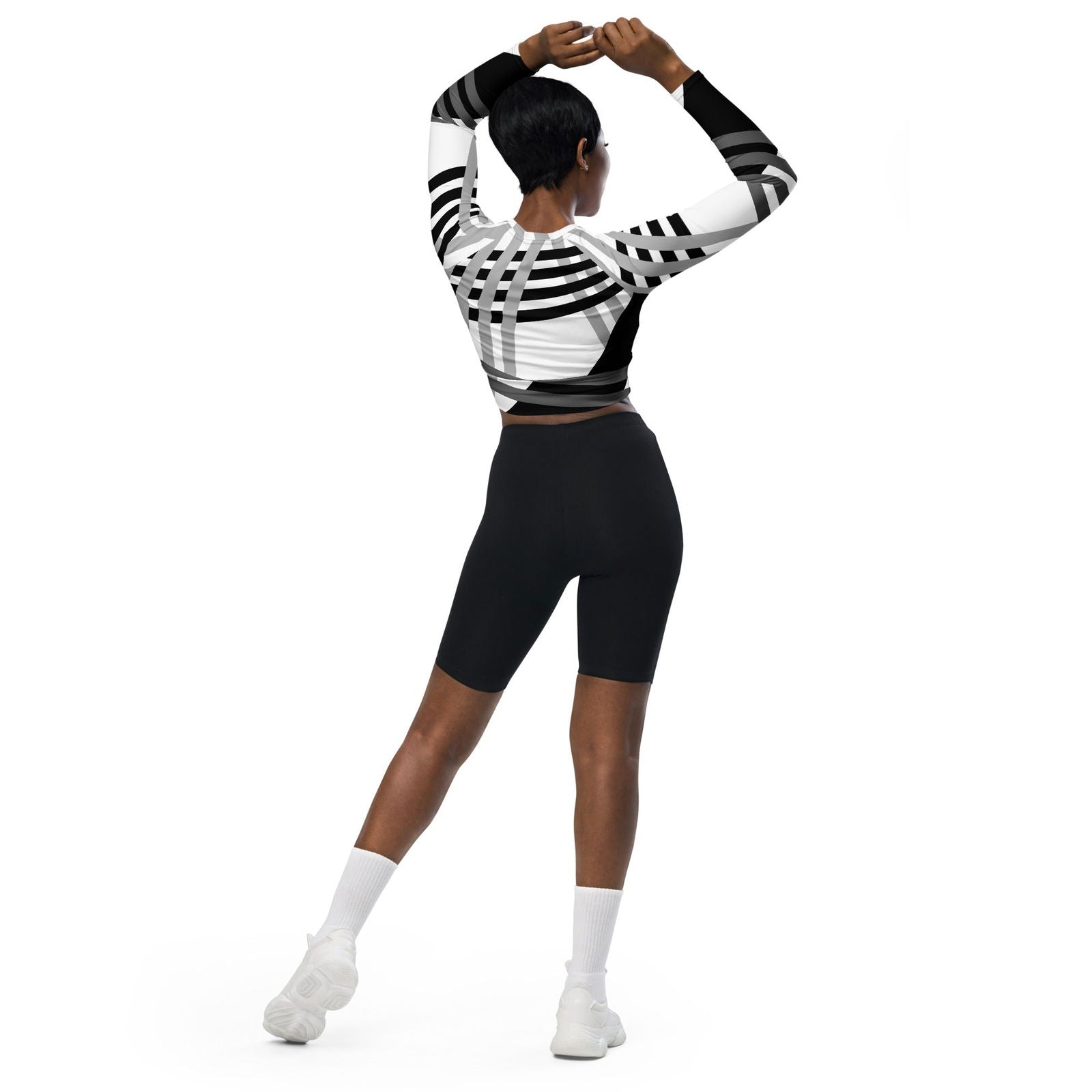 EM Stripped Recycled Long-sleeve Crop Top - ShopEbonyMonique
