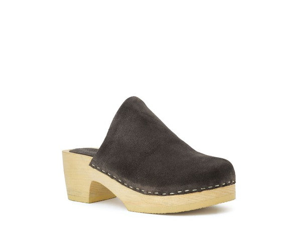 EM TAUPE SUEDE CLOGS - ShopEbonyMonique