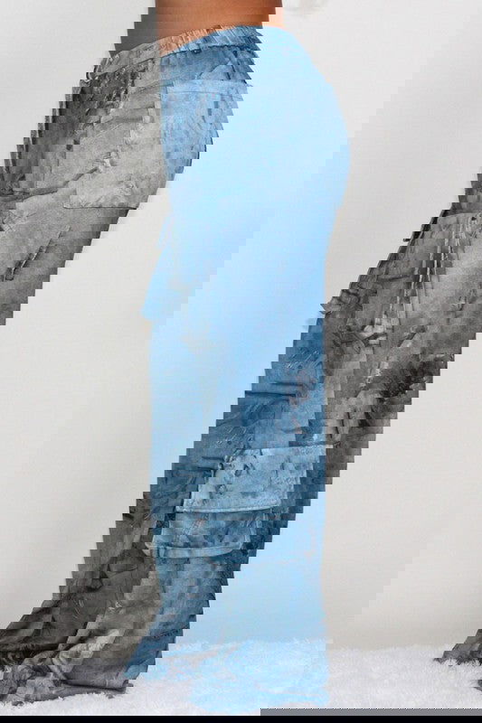 EM TIE DYE PRINT CARGO CASUAL PANTS - ShopEbonyMonique