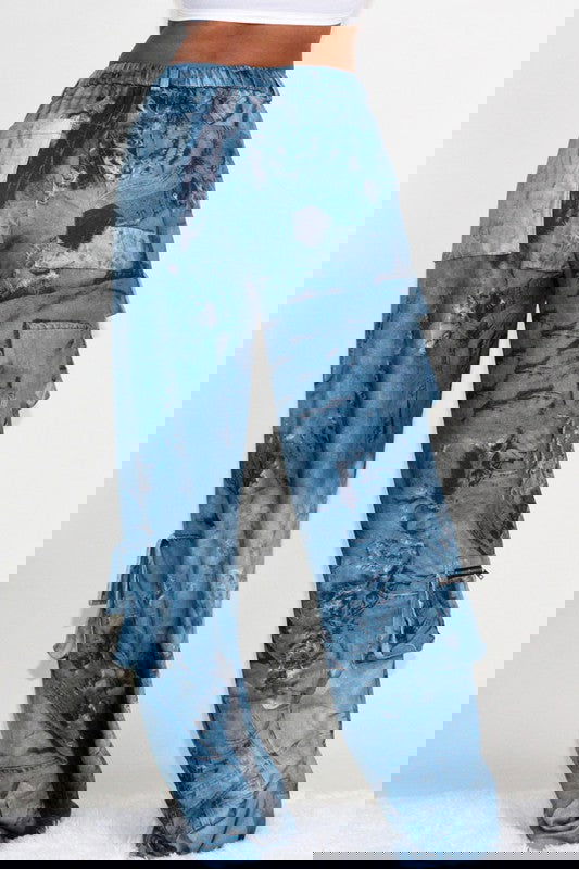 EM TIE DYE PRINT CARGO CASUAL PANTS - ShopEbonyMonique