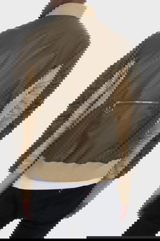 EM TWO TONE COLOR BLOCK BOMBER JACKET - ShopEbonyMonique