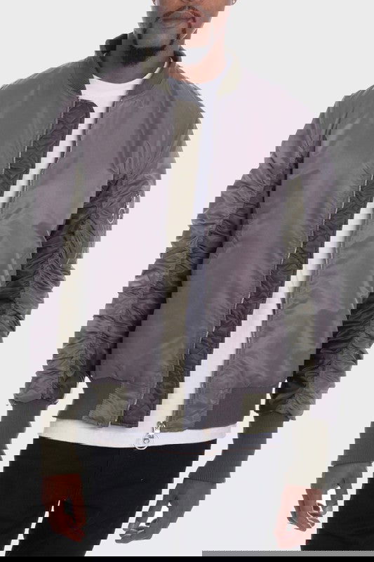 EM TWO TONE COLOR BLOCK BOMBER JACKET - ShopEbonyMonique