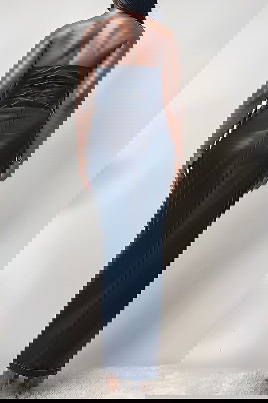 EM button detailed PU black leather dress - ShopEbonyMonique