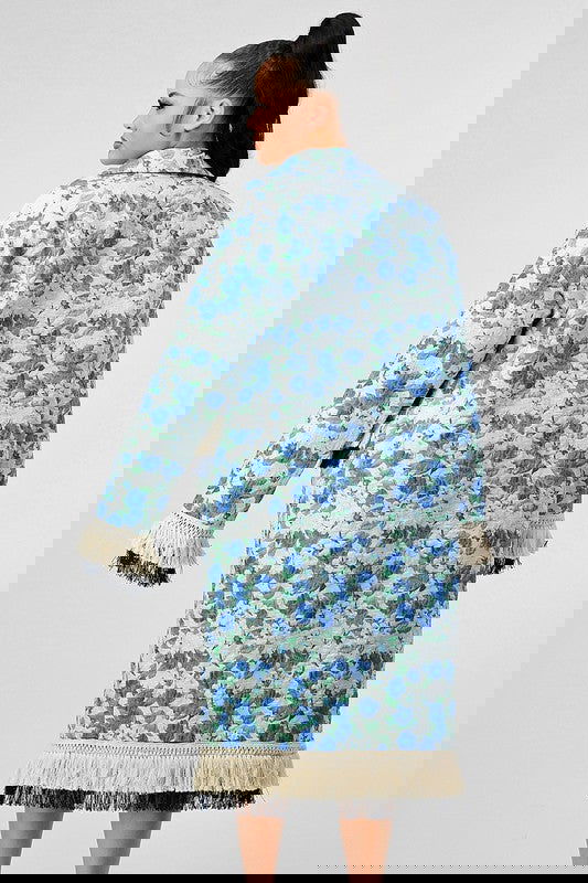 FLORAL PRINT TASSLE TRENCH COAT - ShopEbonyMonique