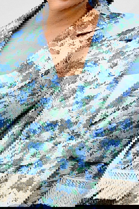 FLORAL PRINT TASSLE TRENCH COAT - ShopEbonyMonique