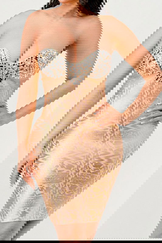 Gilded Glamour Strapless Dress - ShopEbonyMonique