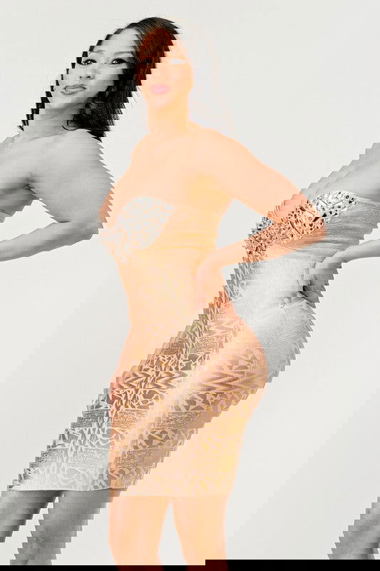 Gilded Glamour Strapless Dress - ShopEbonyMonique