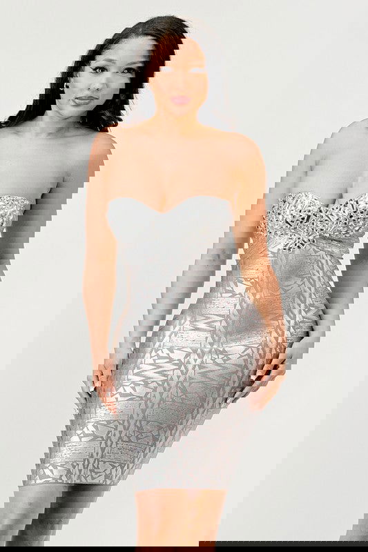 Gilded Glamour Strapless Dress - ShopEbonyMonique