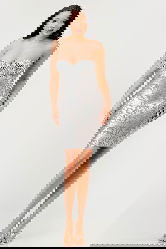 Gilded Glamour Strapless Dress - ShopEbonyMonique