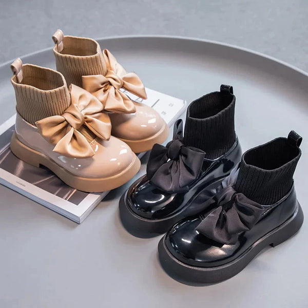 Girls Black Non-slip Kids Fashion Bow Shoe - ShopEbonyMonique