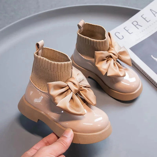 Girls Black Non-slip Kids Fashion Bow Shoe - ShopEbonyMonique