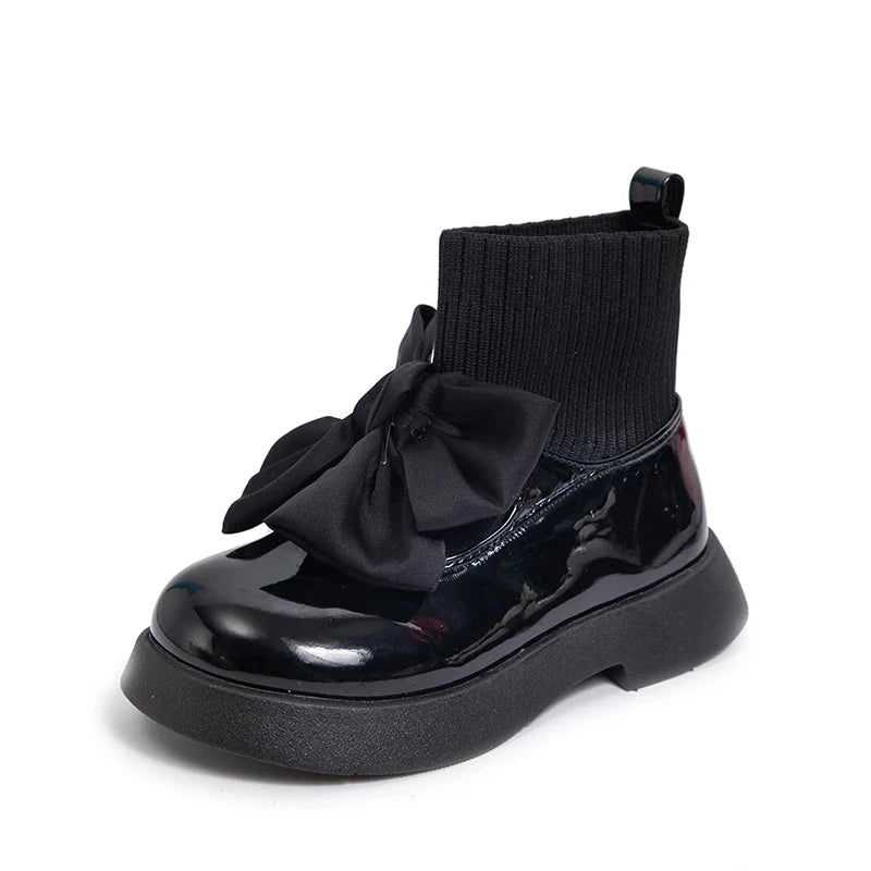 Girls Black Non-slip Kids Fashion Bow Shoe - ShopEbonyMonique
