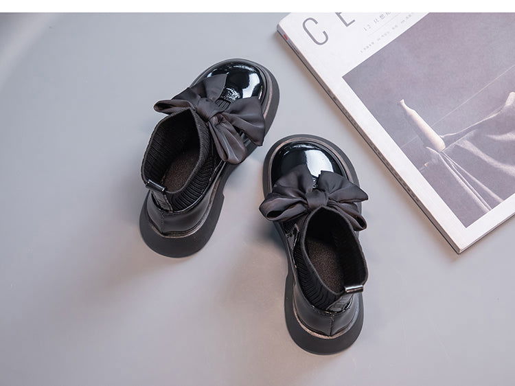 Girls Black Non-slip Kids Fashion Bow Shoe - ShopEbonyMonique