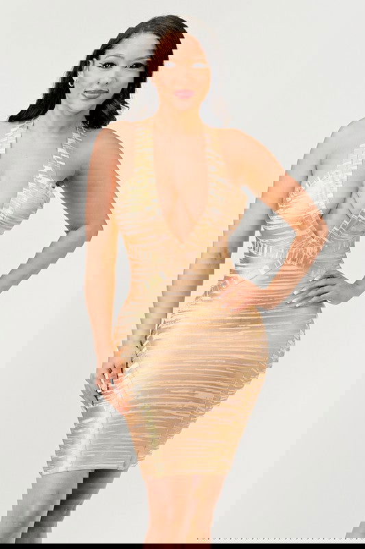 Gold Glamour Bandage  Dress - ShopEbonyMonique